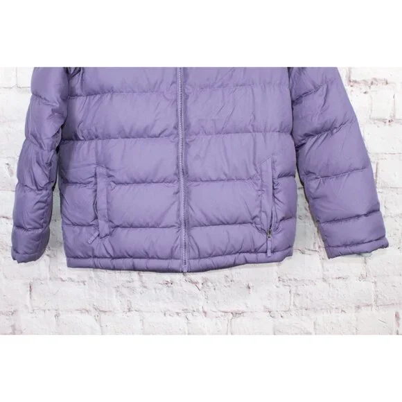 LL Bean Ultralight 650 Down Jacket Fleece Lined Quilted Purple Size L 14-16